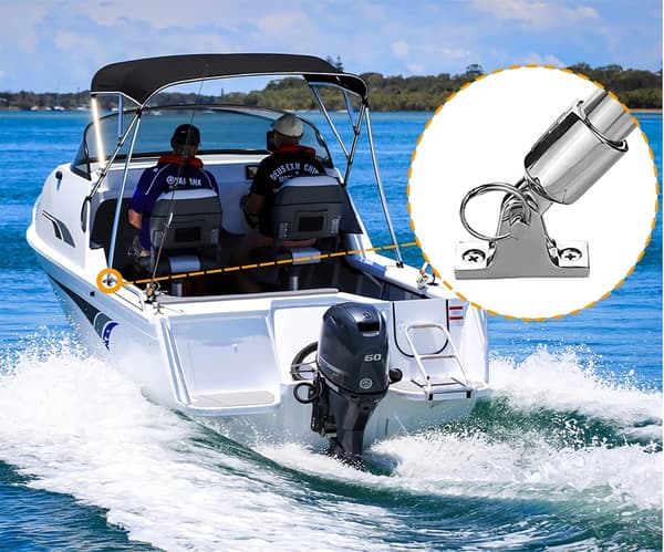 Bimini Top Hardware, Dækhængsel med Quick Release Pin, Øje End Cap, 316 Rustfrit Stål (2 Par)