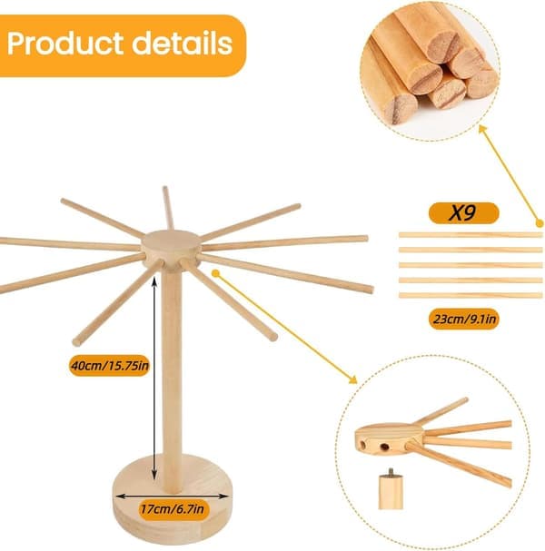 Pasta Drying Rack Large Wooden Foldable Pasta Drying Rack for Fresh Pasta Noodles Spaghetti Drying Rack for Pasta Maker Wooden Foldable