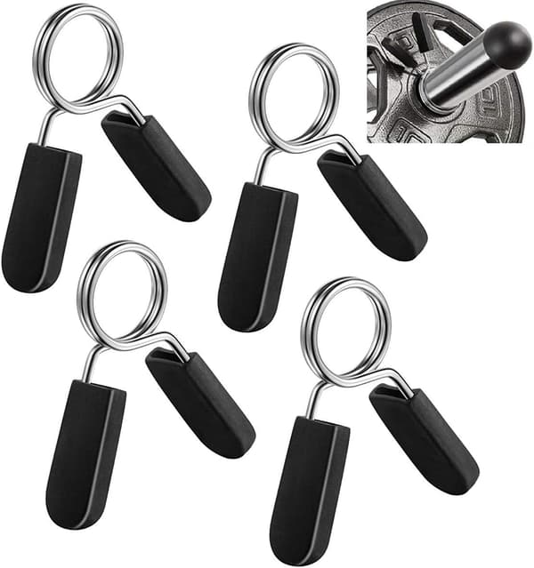 Spring Collars 1 inch (25mm) for Smooth Dumbbell Handles or Standard Barbells (4-Pack)