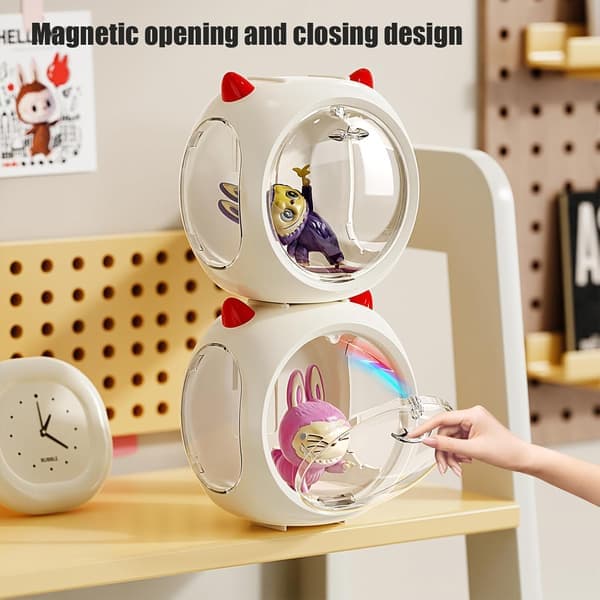 Clear Single Figure Display Case Wall Mounted Space Pod Figure Storage Box Acrylic Display Case with Magnetic Door Suitable
