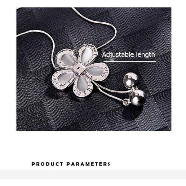 Blomma form skapade Crystal och Simulated Pearl hänge lång kedja tröja halsband för kvinnor