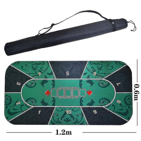 1.2x0.6m Hold'em Poker Table Mat - Durable Rubber Gaming Table Pad for Blackjack, Baccarat, Dice & Roulette