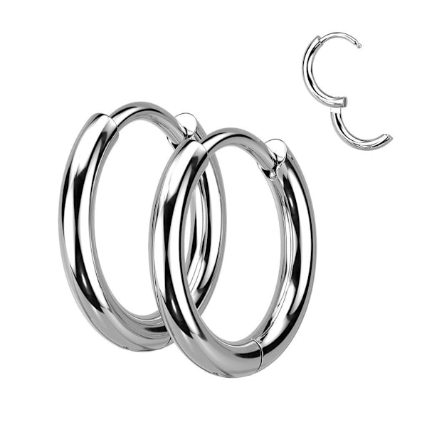 1 Par 8 mm Hoops örhängen i   316L kirurgiskt stål Silvergrå