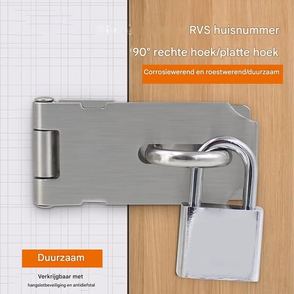 2 hengelåsklemmer i rustfritt stål - Dørlåsklemmer - Bolter - Sikkerhetsklemmer i rustfritt stål - 3,9 cm x 16,2 cm - 5 tommer - Sølv