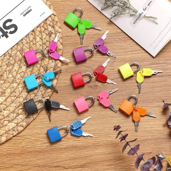 10 st hänglås med nycklar, metallhänglås, bagagehänglås, litet flerfärgat hänglås med nyckel