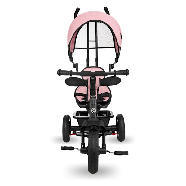 Trehjuling för barn 1-4 år - TOBI FREY - rosa färg - svängbar - pumpade hjul + tryckare Pink Pink
