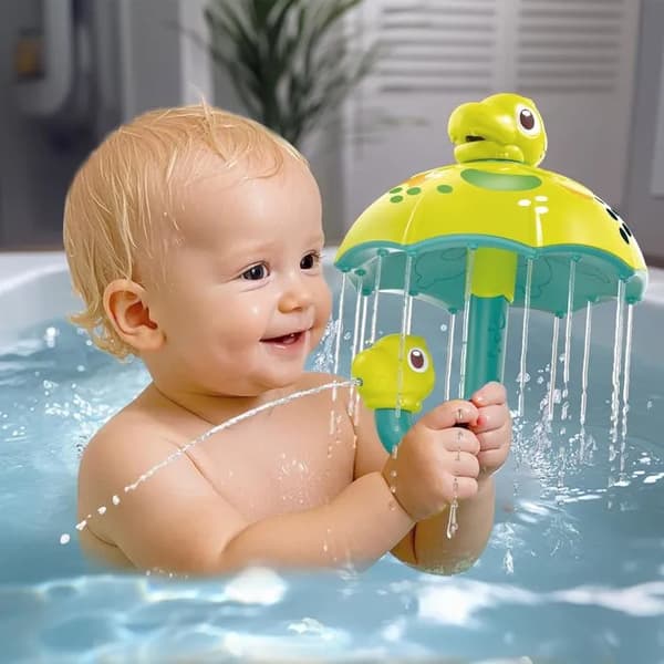 Baby Badeleke, Dinosaur Badeleke med Foss-effekt, Vannspreder, Badeleke for Barn fra 1 år