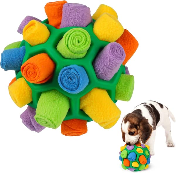 Snusebold til hunde, interaktivt hundepuslespil, bidesikker legetøjsbold til små og mellemstore hunde