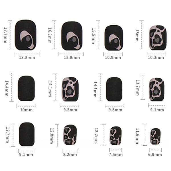 Short false nails with leopard print 24 pcs Full coverage reusable false nails