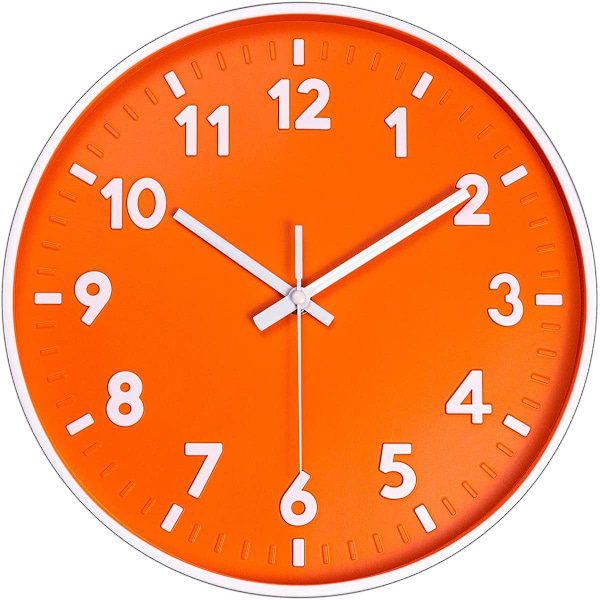 Modern Väggklocka, 12\" 3D Digital Tyst Kvarts Batteridriven Orange