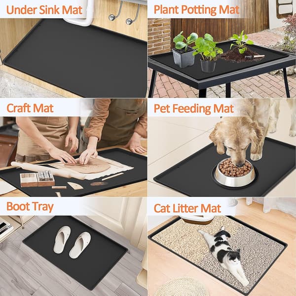 Silicone Coffee Mat with Edge, Heavy Duty Coffee Machine Mat, Coffee Table Mat that can be Placed Under the Coffee Machine, Espresso Accessories.