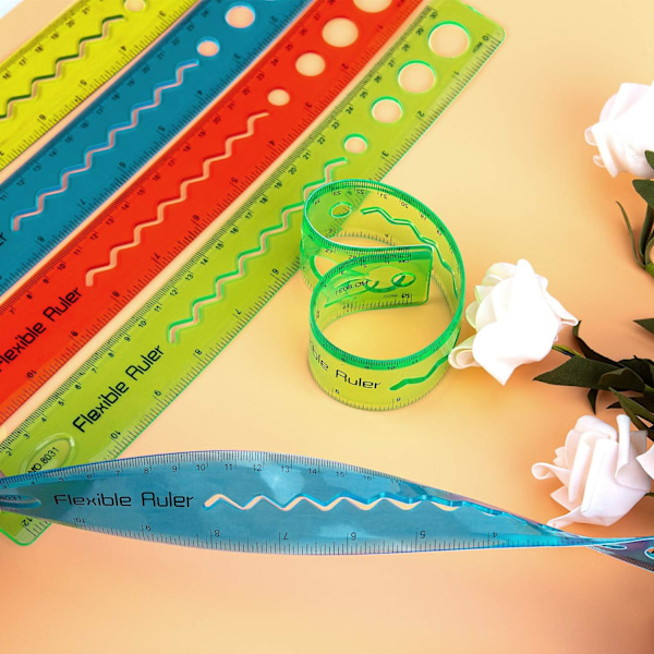 4 stycken plastlinjal rak linjal transparent linjal mätverktyg