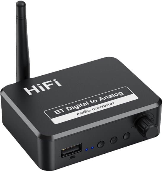 Bluetooth lydadapter - BT 5.3 - SPDIF/3.5mm AUX//RCA/USB - Bluetooth lydmottaker - B35T - Svart