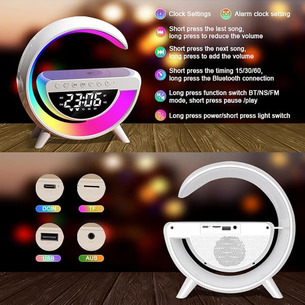 Multifunktionel Bluetooth-højttaler LED-sengelampe Natlampe til dybsøvnere Ultrafin soveværelsesindretning (hvid) L