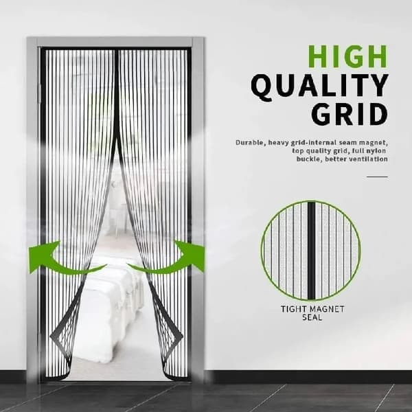 Magnetic Door Screen - 80x210 cm Self-Closing - High-Density Insect Net - No Drilling Required - White