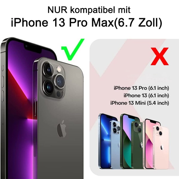 5 i 1 iPhone 13 Pro Max-fodral med skyddande film, med 1 mobiltelefonfodral + 2 skyddsfilmer + 2 kameraskydd [militärt skydd]