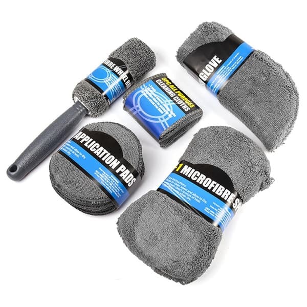 stykker Vask Rene Bilværktøj Svamp Mikrofiber Håndklæde Børste Handske Grå