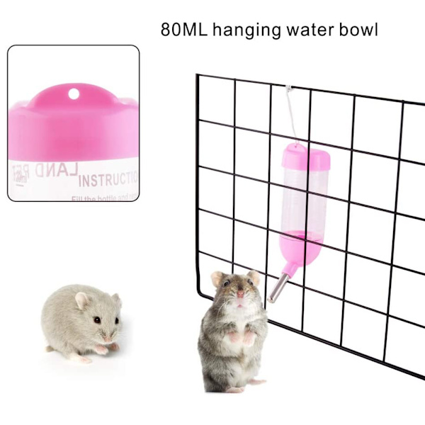 Hamster Vattenflaska, Liten Automatisk Drickflaska för Husdjur med Matbehållare Bas Hut Hängande Vattenmatningsflaskor Automatisk Dispenser för Smådjur