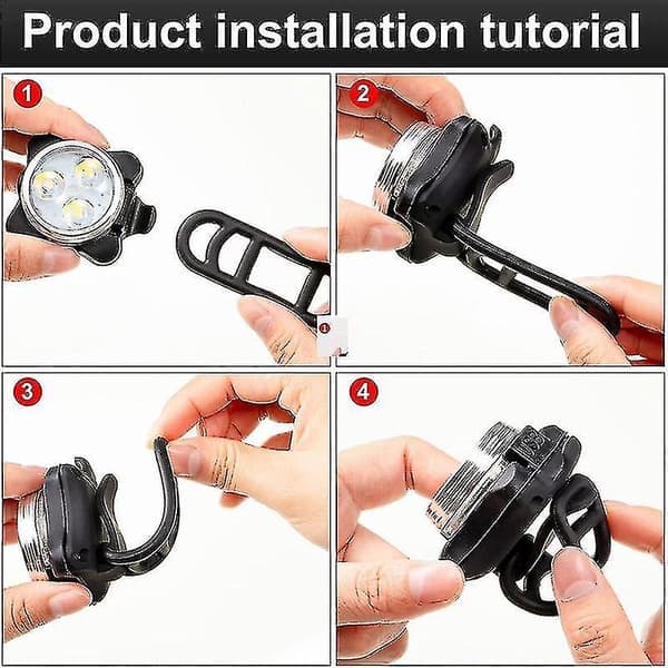 4-pack USB uppladdningsbar cykellampa fram och bak LED cykel Xixi
