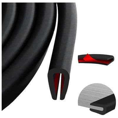 U-formet tætning - XVX - Pladekantbeskytter - Fleksibelt gummi - 3m, 2mm - Sort