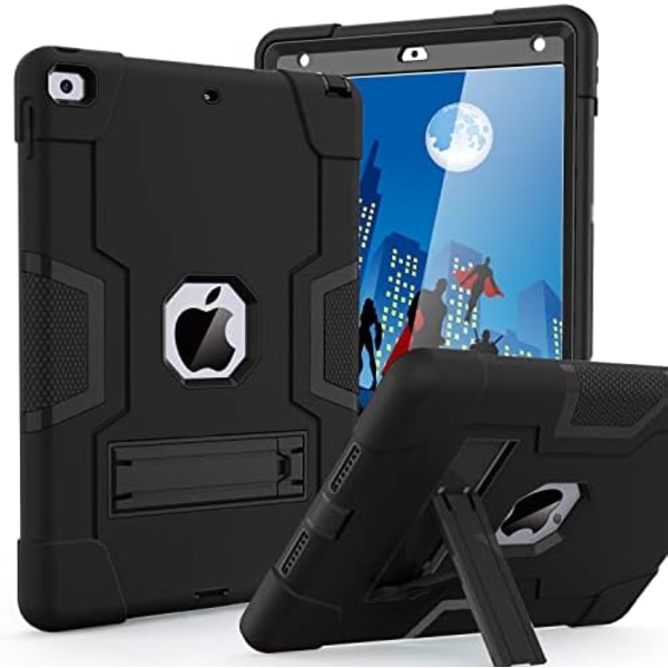 Cantis- case för ipad 9:e generationen/iPad 8:e generationen/iPad 7:e generationen, tunt, kraftigt stötsäkert, robust case med inbyggt black black