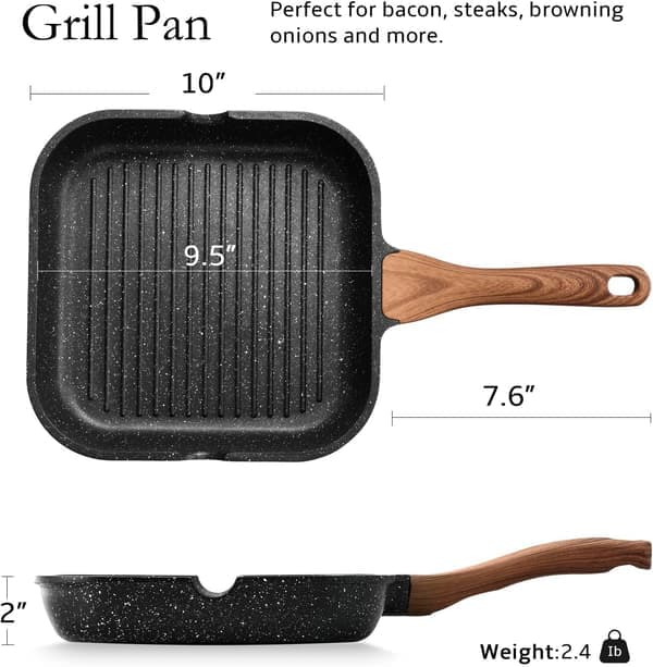 Non-stick bakeform egnet for innendørs matlaging multifunksjonell firkantet stor grillstekepanne biffpanne