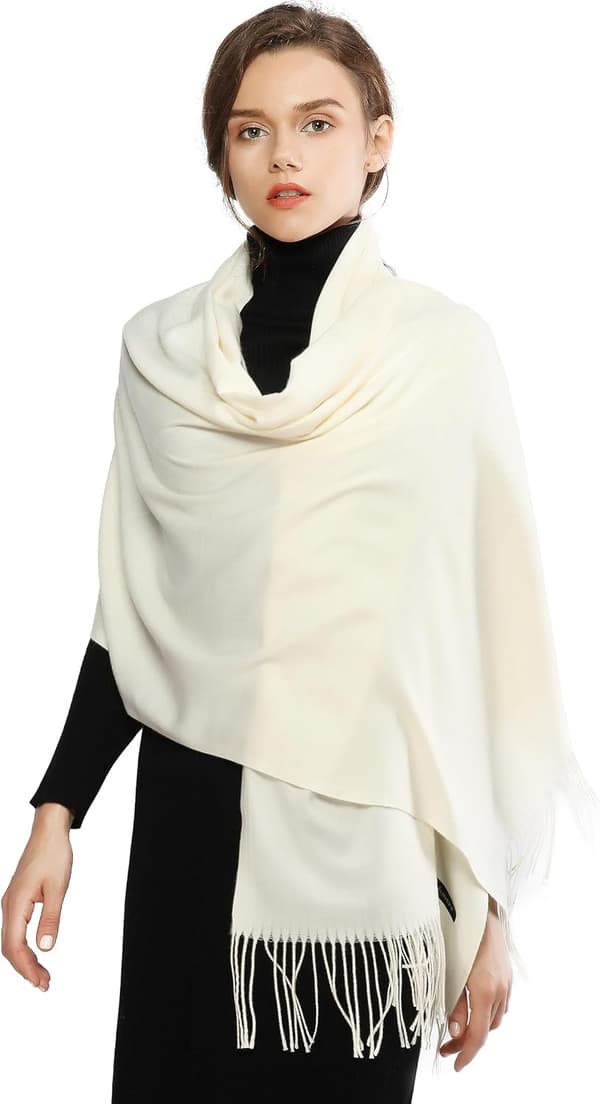 Dame Tørklæder Pashmina Sjaler og Slå-om til Bryllup Tørklæder til Kvinder Vinter Ivory