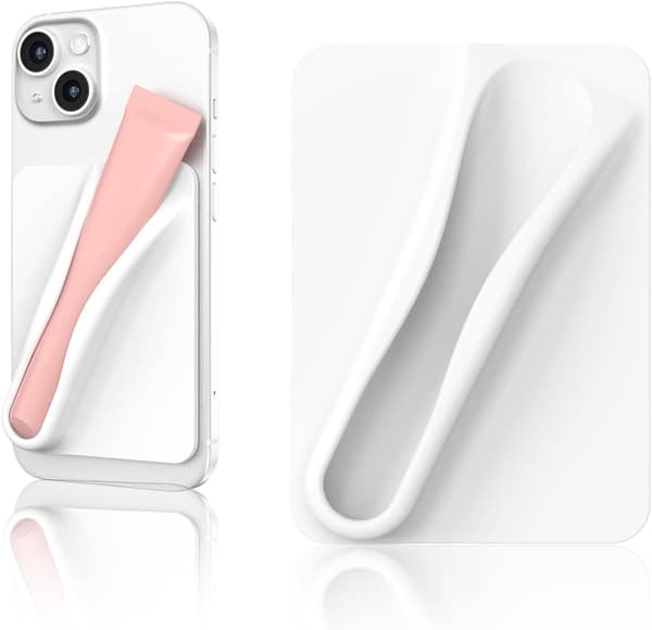 Leppeglans mobildeksel med leppeglansholder, mobildeksel for iPhone og Android (rosa) white us