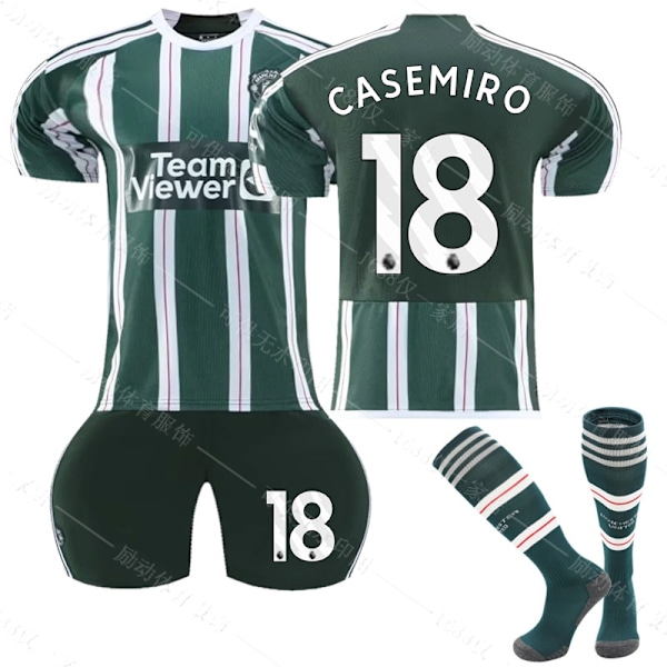 23-24 Manchester United bortafotbollströja för barn nr 18 CASEMIRO 12-13 Years nr 18 CASEMIRO 12-13 Years