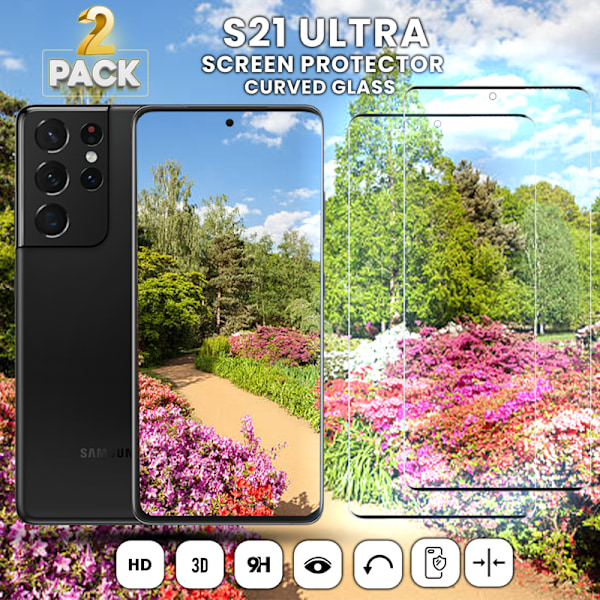 Samsung Galaxy S21 Ultra Skärmskydd 2-Pack – Fulltäckande 3D-design i 9H Glas
