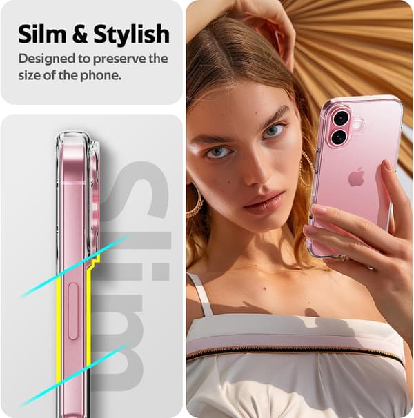 iPhone 16 Plus läpinäkyvä ohut silikonigeelikuori (läpinäkyvä)