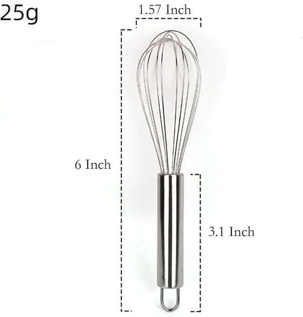 Manuelle eggevisper 2-pakning 15 cm lange visper i rustfritt stål for brød, kaker og matlaging (15 cm)