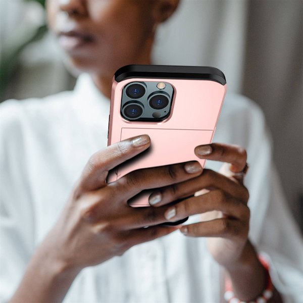 SKALO iPhone 14 Pro Max Armor Skal Korthållare - Roséguld Rosa guld