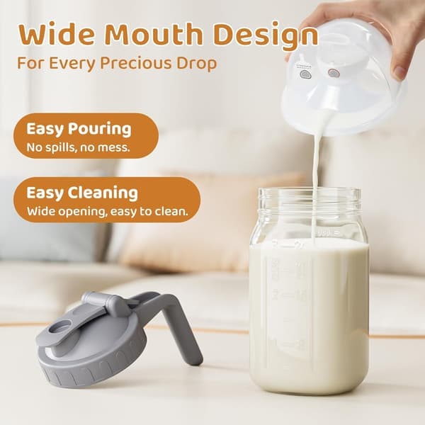 2-PACK Breast Milk Pitcher 32oz Glass Pitcher with Lid Leak-Proof Drip-Free Spout Breast Milk Storage Pitcher for Refrigerator