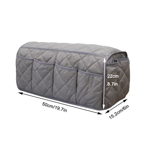 Anti-slip armstödsskydd med 8 fickor för soffa, fåtölj Caddy & Organizer för fjärrkontroll armskydd för husdjur, grå