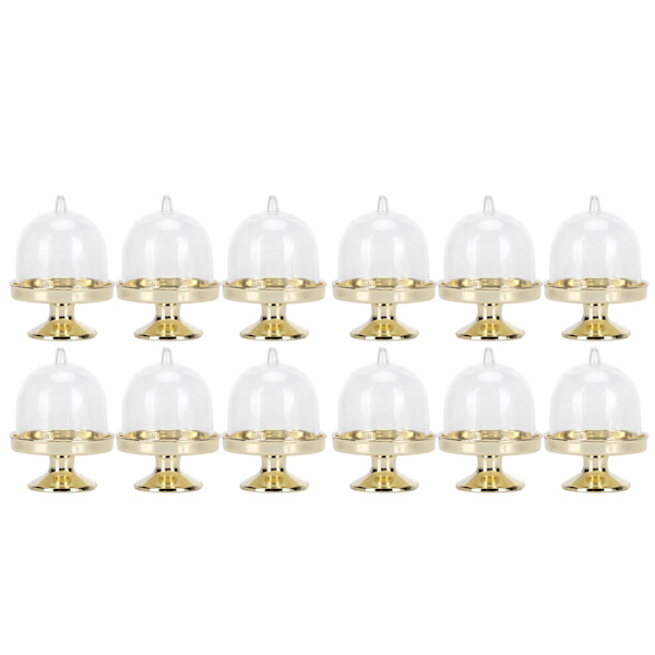 12 Set Mini Candy Box Cake Stand Cupcake Candy Display Plate with Lid Party SuppliesBottom Gold
