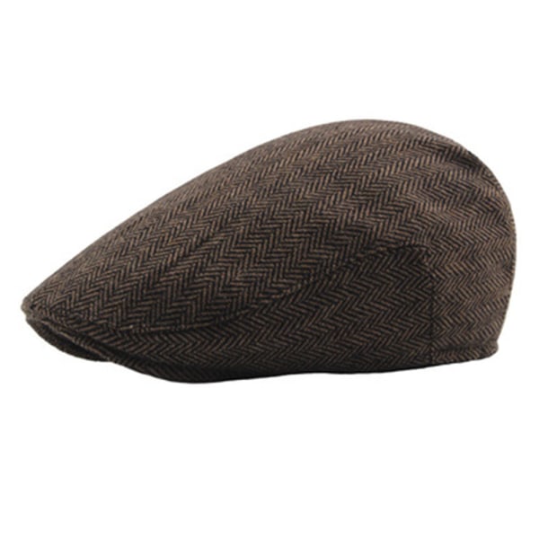 Herringbone basker för män, Newsboy Ivy keps Gatsby golf platt hatt khaki färg