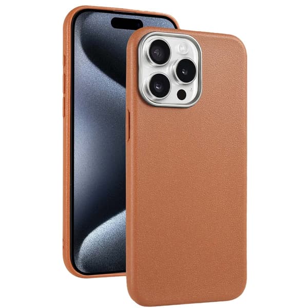 Thin TPU Case with Leather Finish for iPhone 16 Pro - Brown