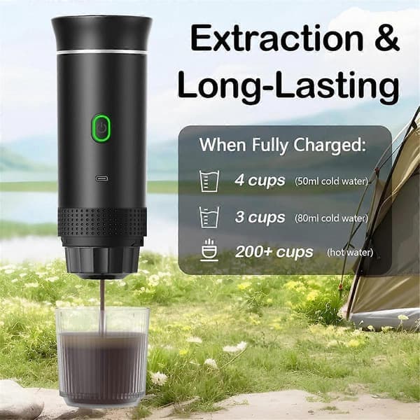 Trådløs elektrisk bærbar espressomaskin kaffe camping kaffemaskin kapsel pulver reisekaffe