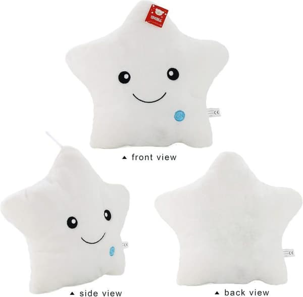 Creative Plush Pillows with Flashing LED Night Light and Glittering Stars (White)