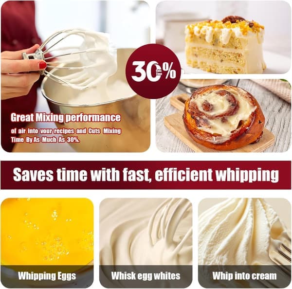 K45WW 6-tråds visptilbehør passer til KitchenAid kjøkkenmaskiner med vippehode – for å vispe egg og krem.