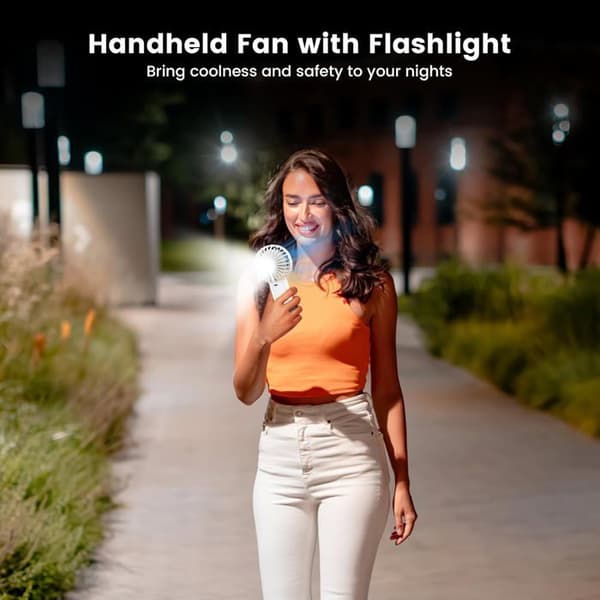 Portable Fan - XVX - 3 Speeds - 2400 mAh Battery - USB Rechargeable - Flashlight