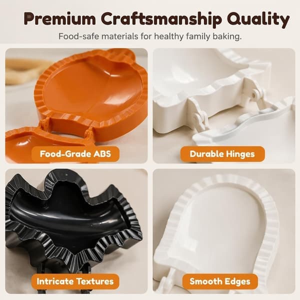 Mini Hand Pie Molds Set, 3 Pcs Pumpkin Bat Ghost Pie Press for Baking, Create Cute Pocket Pies Easily, Small Pastry Baking, 6 Pcs