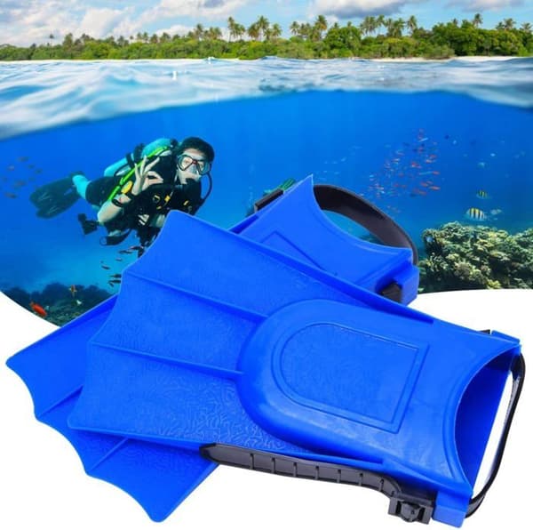 Korte finner til svømning og snorkling, svømmefødder, børnefinner, svømmefødder (blå, 25 meter)