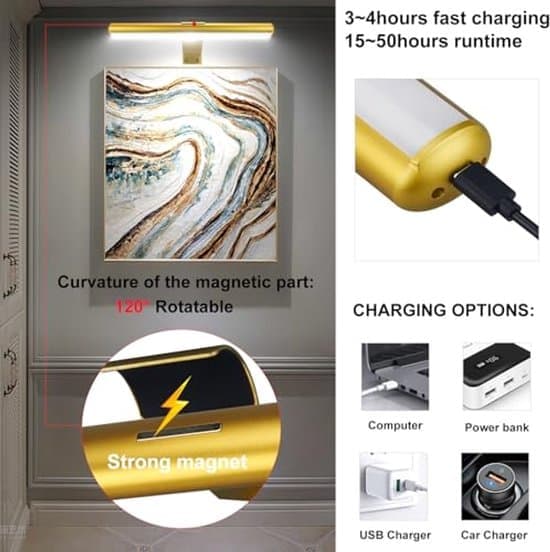Wireless Rechargeable Wall Lamp with Remote Control for Pictures