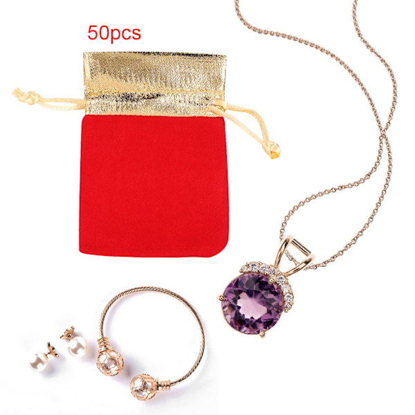 50 st 7 x 9 cm sammet väska mjuk dragkammare påse smycken bröllop presentförvaring väska