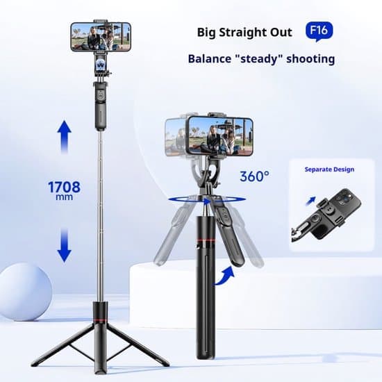 Stativ telefonstativ smartphone-stativ med lys - 67-tommer foldbart teleskopisk Bluetooth selfie-stick stativ/monopod - med dobbelte LED-lys