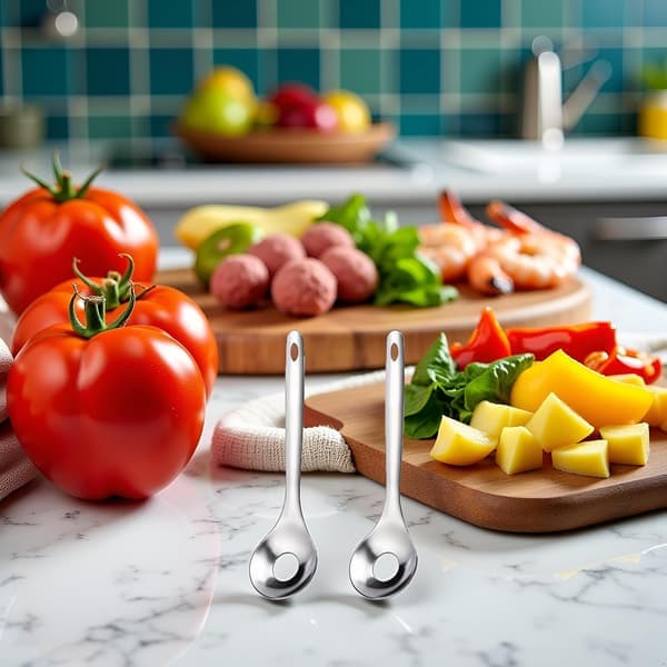 2-pack Cactus Peeler Spoons - Stainless Steel Multi-tool for Peeling, Slicing & Shaping Meatballs, Kitchen Utensil Set