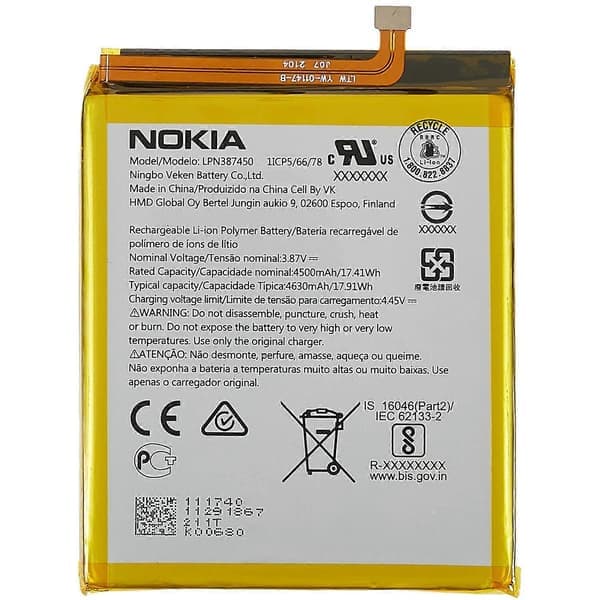 Til Nokia XR20 3.87V 4500mAh Li-ion Polymer Batteri Udskiftningsdel (Kode: LPN387450)