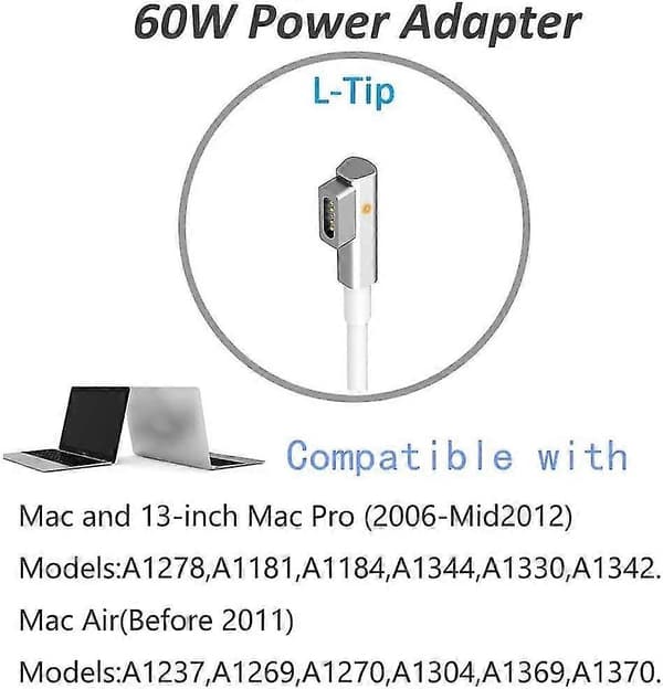 60w Mac Book Pro Oplader - Erstatning 60w L-tip Mac Oplader Gammel Mac Book Oplader